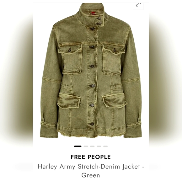 FREE THE PEOPLE HARLEY ARMY STRETCH DENIM JACKET - Picture 1 of 4
